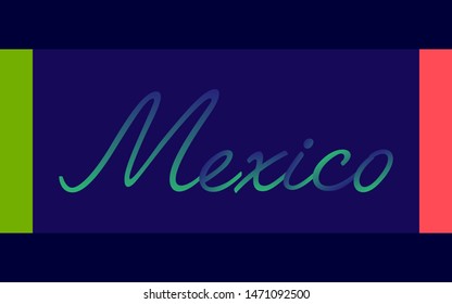 Mexico city calligraphic typography lettering vector background art