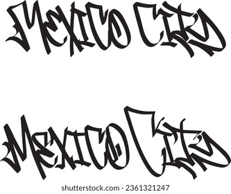 mexico city capital name of mexico country digital graffiti art handstyle painting chisel tags one liner color black vector illustration signature symbol
