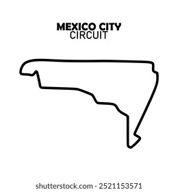  Circuito de la Ciudad de México para automovilismo y autosport. Gran Premio de pista. Ilustración vectorial	