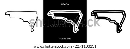 Mexico City Circuit Vector. Mexico Mexico City Circuit Race Track Illustration with Editable Stroke. Stock Vector.