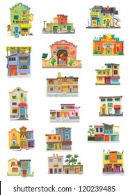 mexico city facades - cartoon - set