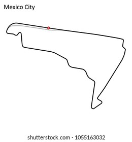 Mexico City grand prix race track. circuit for motorsport and autosport. Vector illustration.