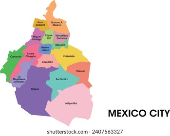 Mapa de la ciudad de México con nombres