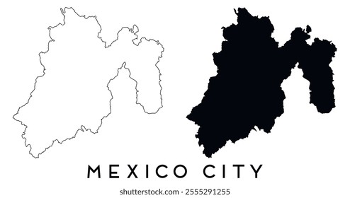 Mexico City map outline and black silhouette vector