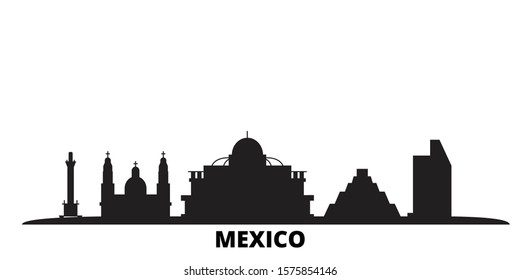 Mexico, Mexico City city skyline isolated vector illustration. Mexico, Mexico City travel black cityscape