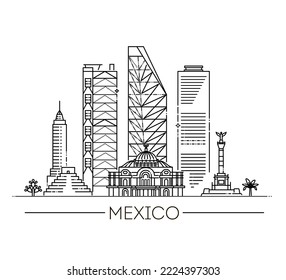 Mexico city skyline on a white background