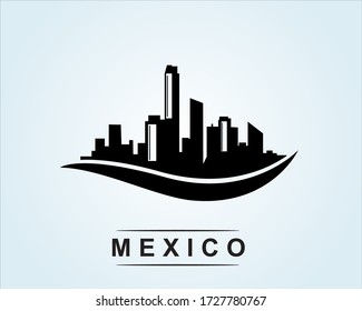 Mexico city skyline silhouette building Logo vector illustration