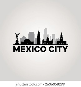 Silhueta do horizonte da Cidade do México — Ilustração histórica e moderna do vetor capital mexicano