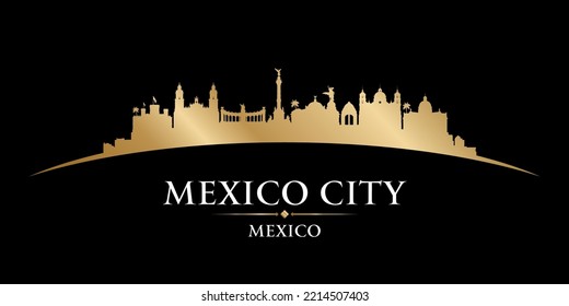 Silueta de perfil de la ciudad de México. Ilustración de vectores