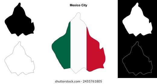 Mexico City state outline map set