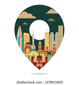 	
Mexico city. Travel and tourism background. Business travel and tourism concept with modern buildings. Image for banner or web site. Vector illustration.