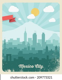 Mexico City vintage poster - vector illustration