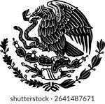 Mexico Coat of Arms design on transparent Background