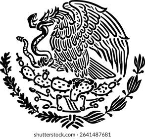 Mexico Coat of Arms design on transparent Background