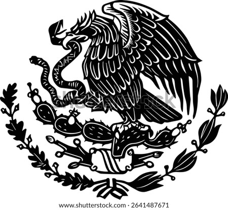 Mexico Coat of Arms design on transparent Background