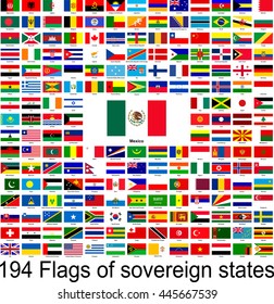 Mexico, collection of vector images of flags of the world