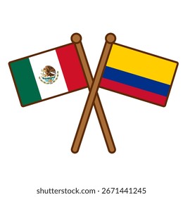 Mexiko und Kolumbien Kreuzflaggen Vektor auf weißem Hintergrund
Vektor-Länderflaggen, die sich schneiden