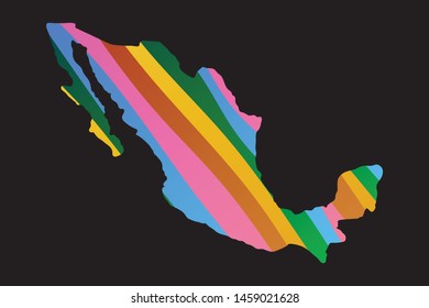 Mexico colorful vector map silhouette