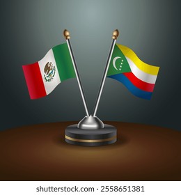 Mexico and Comoros table flags relation  with gradient backgrund. Vector Illustration