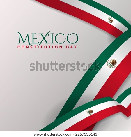 Mexico Constitution Day Greeting Poster Design with Mexican Flag Ribbons. Vector Illustration. EPS 10