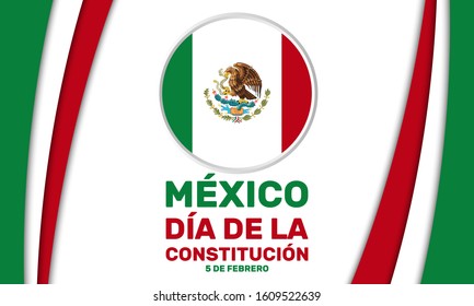 Mexico Constitution day. National public holiday. Inscription: Mexico Constitution Day in Spanish. Template for background, banner, card, poster. Vector EPS 10.