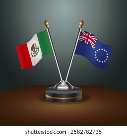 Mexico and Cook Islands table flags relation with gradient backgrund