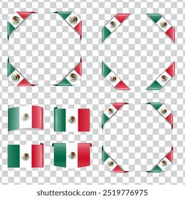 Mexico corner national flag with shadow