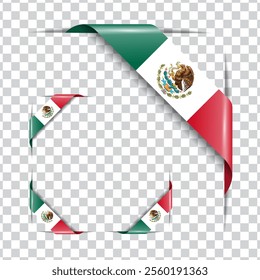 Mexico corner national flag with shadow