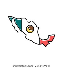 mexico country map flag color icon vector. mexico country map flag sign. isolated symbol illustration