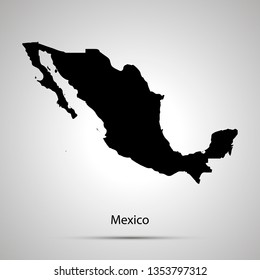 Mexico country map, simple black silhouette