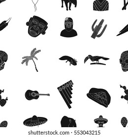 Mexico country pattern icons in black style. Big collection of Mexico country vector symbol stock illustration
