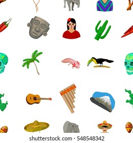 Mexico country pattern icons in cartoon style. Big collection of Mexico country vector symbol stock illustration