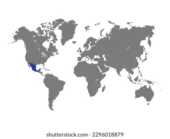 Mexico Country selected on world map