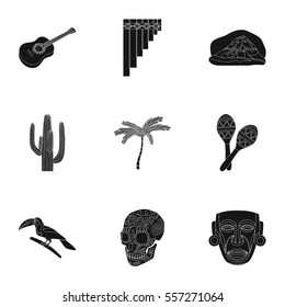 Mexico country set icons in black style. Big collection of Mexico country vector symbol stock illustration