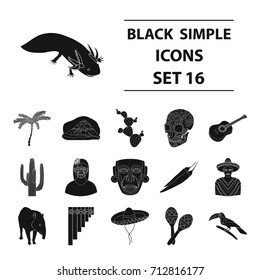 Mexico country set icons in black style. Big collection of Mexico country vector symbol stock illustration