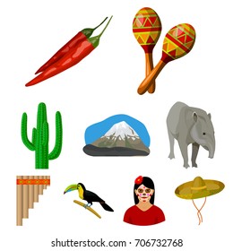 Mexico country set icons in cartoon style. Big collection of Mexico country vector symbol stock illustration