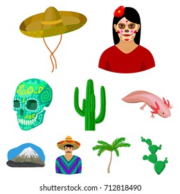 Mexico country set icons in cartoon style. Big collection of Mexico country vector symbol stock illustration