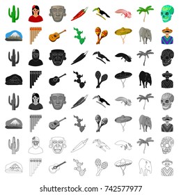 Mexico country set icons in cartoon style. Big collection of Mexico country vector symbol stock illustration