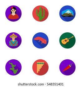 Mexico country set icons in flat style. Big collection of Mexico country vector symbol stock illustration