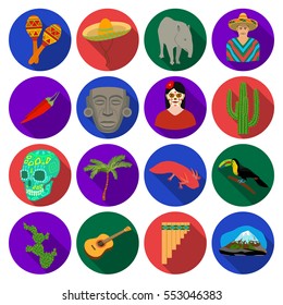 Mexico country set icons in flat style. Big collection of Mexico country vector symbol stock illustration