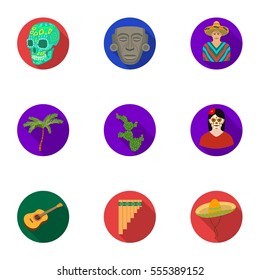 Mexico country set icons in flat style. Big collection of Mexico country vector symbol stock illustration