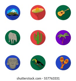 Mexico country set icons in flat style. Big collection of Mexico country vector symbol stock illustration