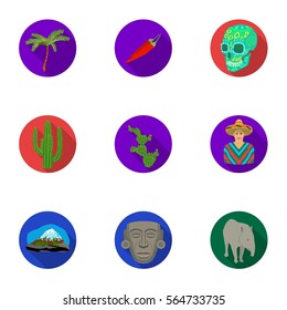 Mexico country set icons in flat style. Big collection of Mexico country vector symbol stock illustration