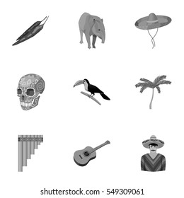 Mexico country set icons in monochrome style. Big collection of Mexico country vector symbol stock illustration