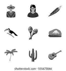 Mexico country set icons in monochrome style. Big collection of Mexico country vector symbol stock illustration