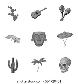 Mexico country set icons in monochrome style. Big collection of Mexico country vector symbol stock illustration