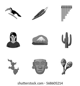Mexico country set icons in monochrome style. Big collection of Mexico country vector symbol stock illustration