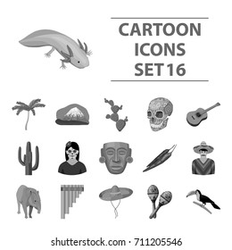 Mexico country set icons in monochrome style. Big collection of Mexico country vector symbol stock illustration