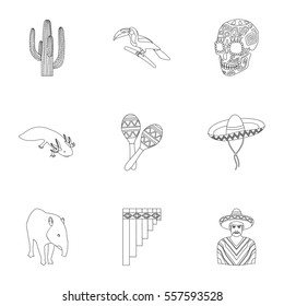 Mexico country set icons in outline style. Big collection of Mexico country vector symbol stock illustration