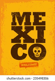 Mexico Creative Poster Concept on Bright Grunge Background